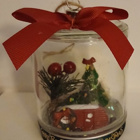 Caravan, Holly, tree glass glitter jar decoration