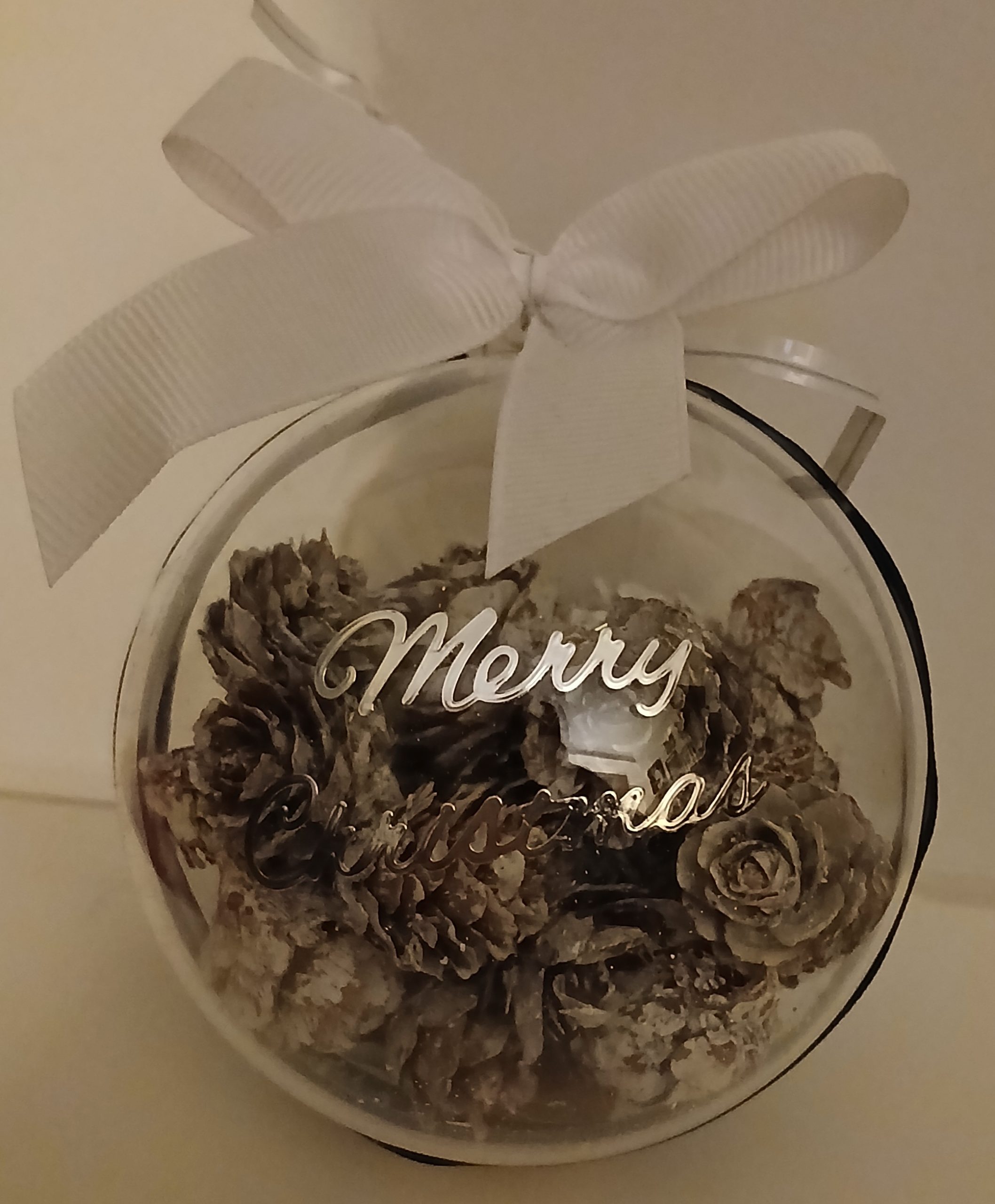 Merry Christmas pinecone bauble
