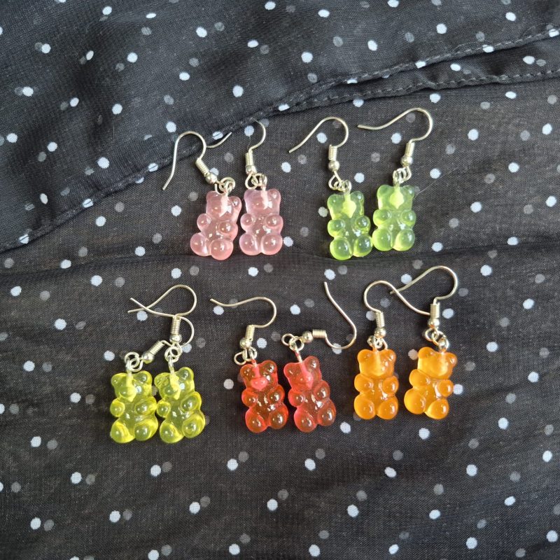 Cute handmade gummy bear dangly earrings