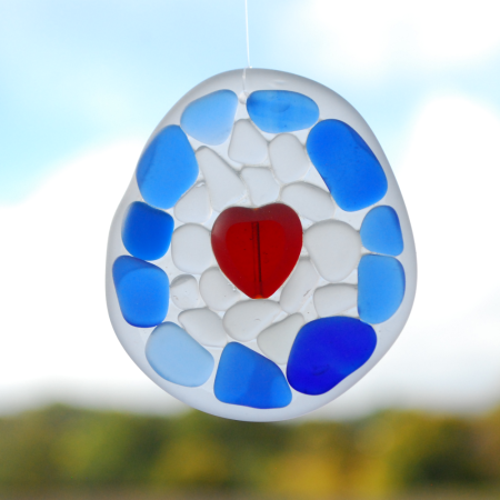 Heart sun catcher from beach glass
