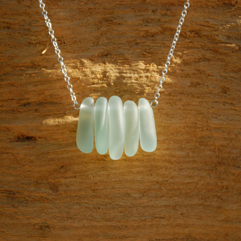 Sea surf pendant from beach glass