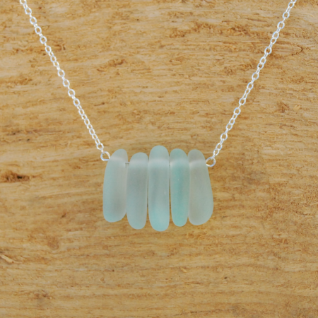 Sea surf pendant from beach glass