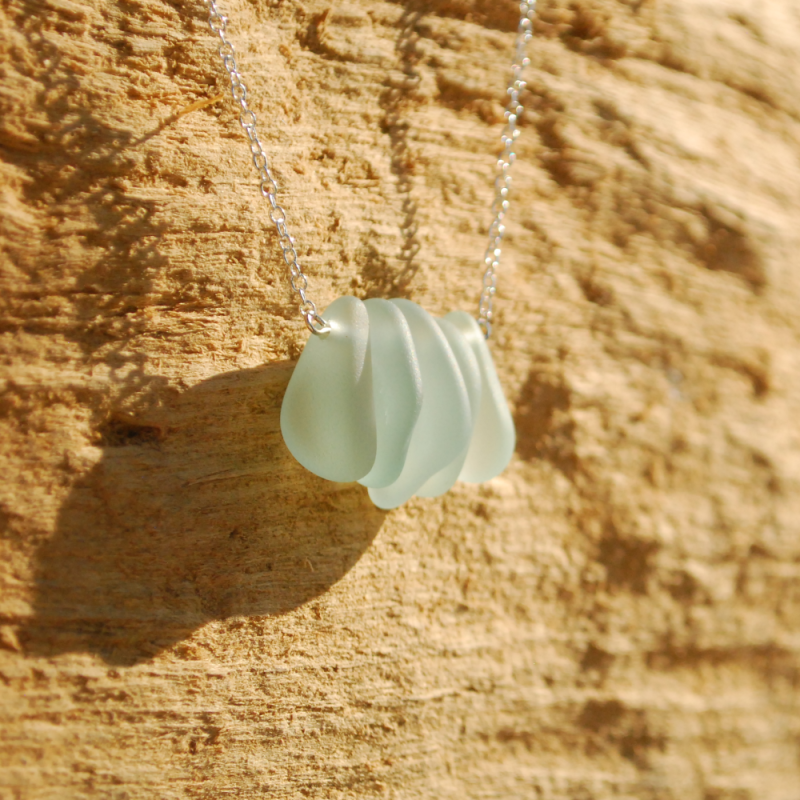 Sea surf pendant from beach glass