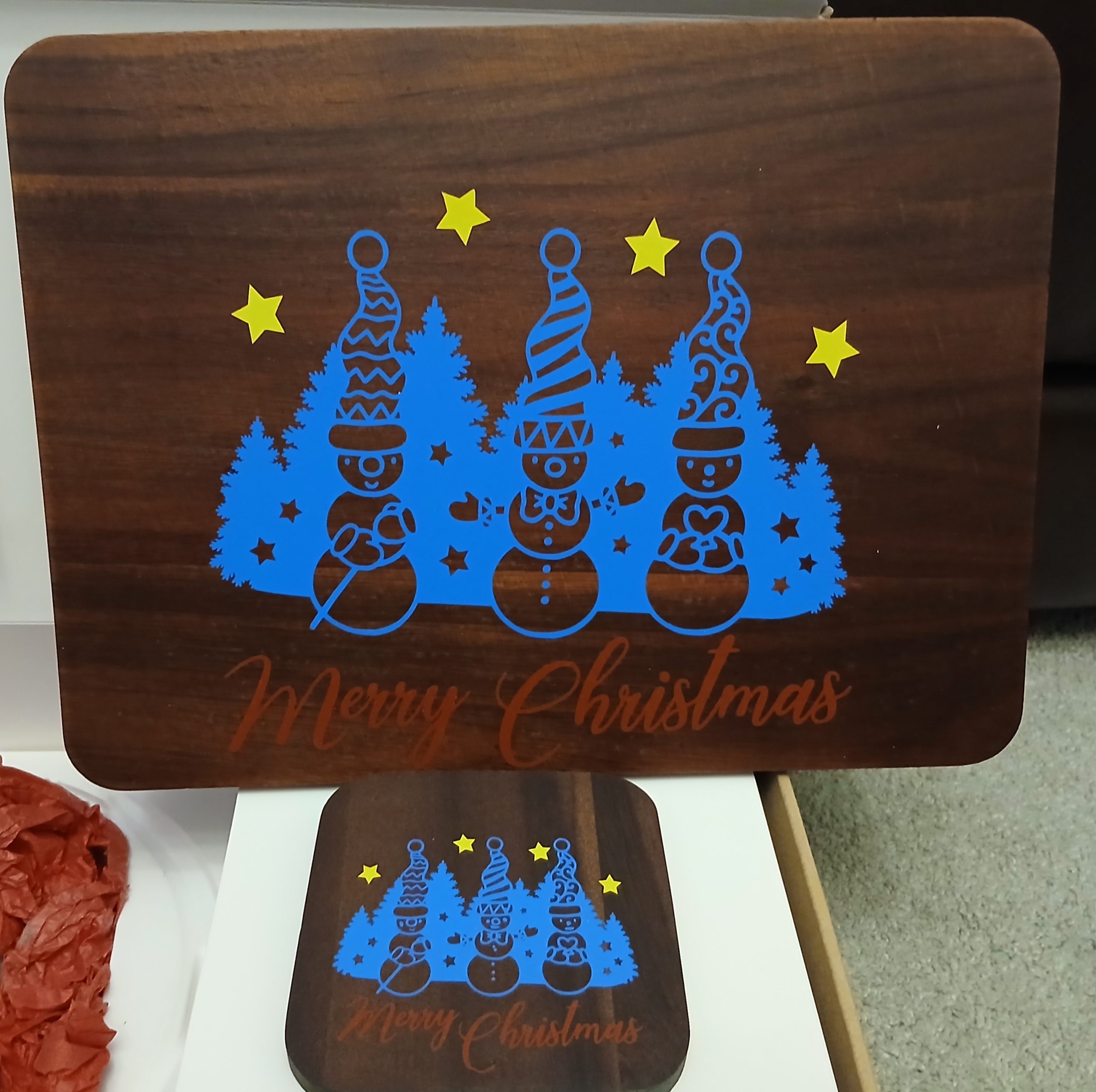 Merry Christmas placemat and coaster