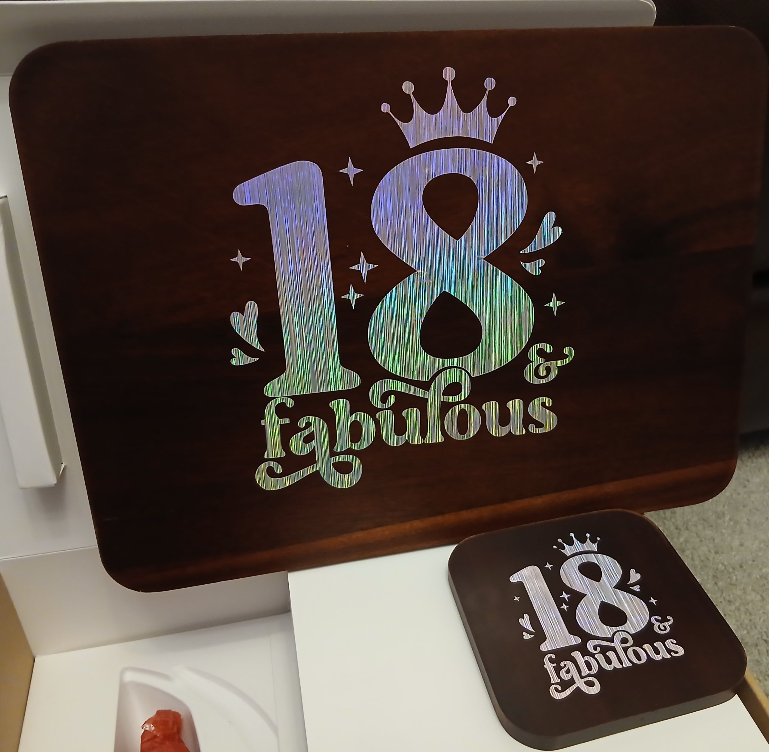 18 & fabulous placemat and coaster