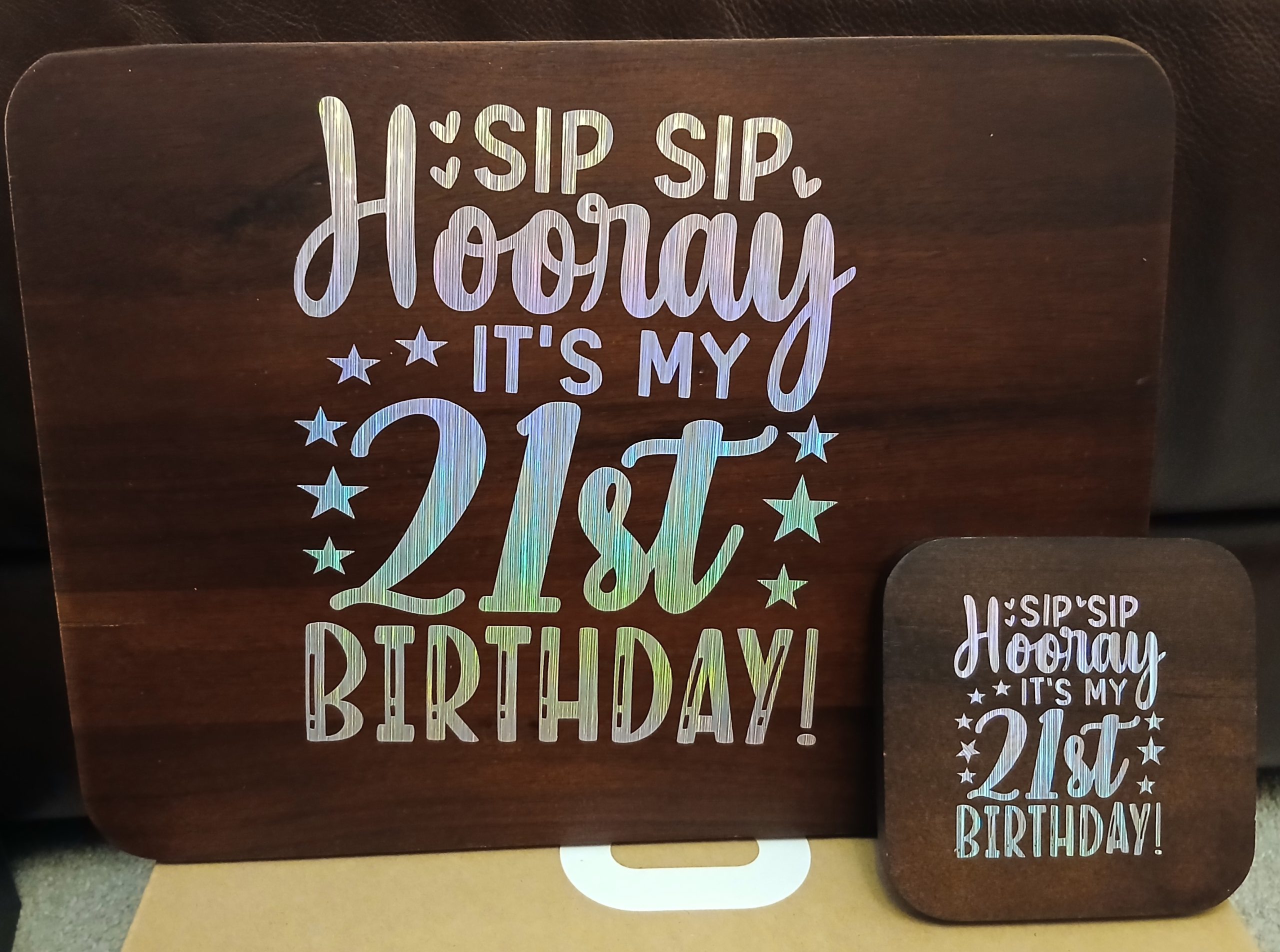 21st birthday placemat and coaster