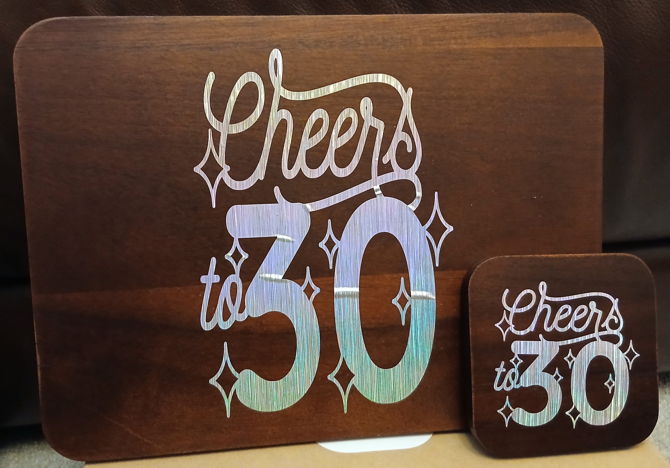 Cheers to 30 placemat and coaster