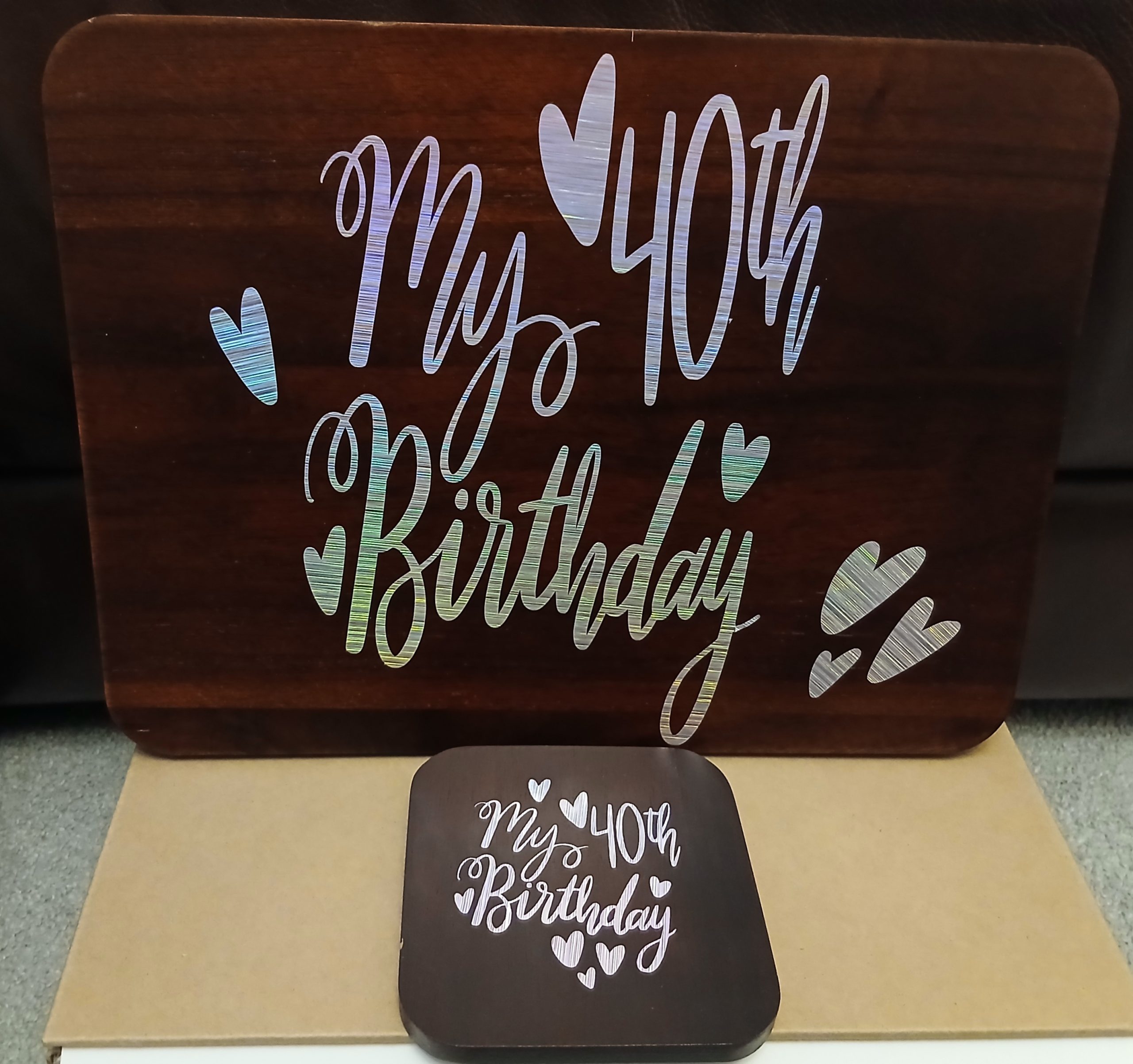 40th birthday placemat and coaster