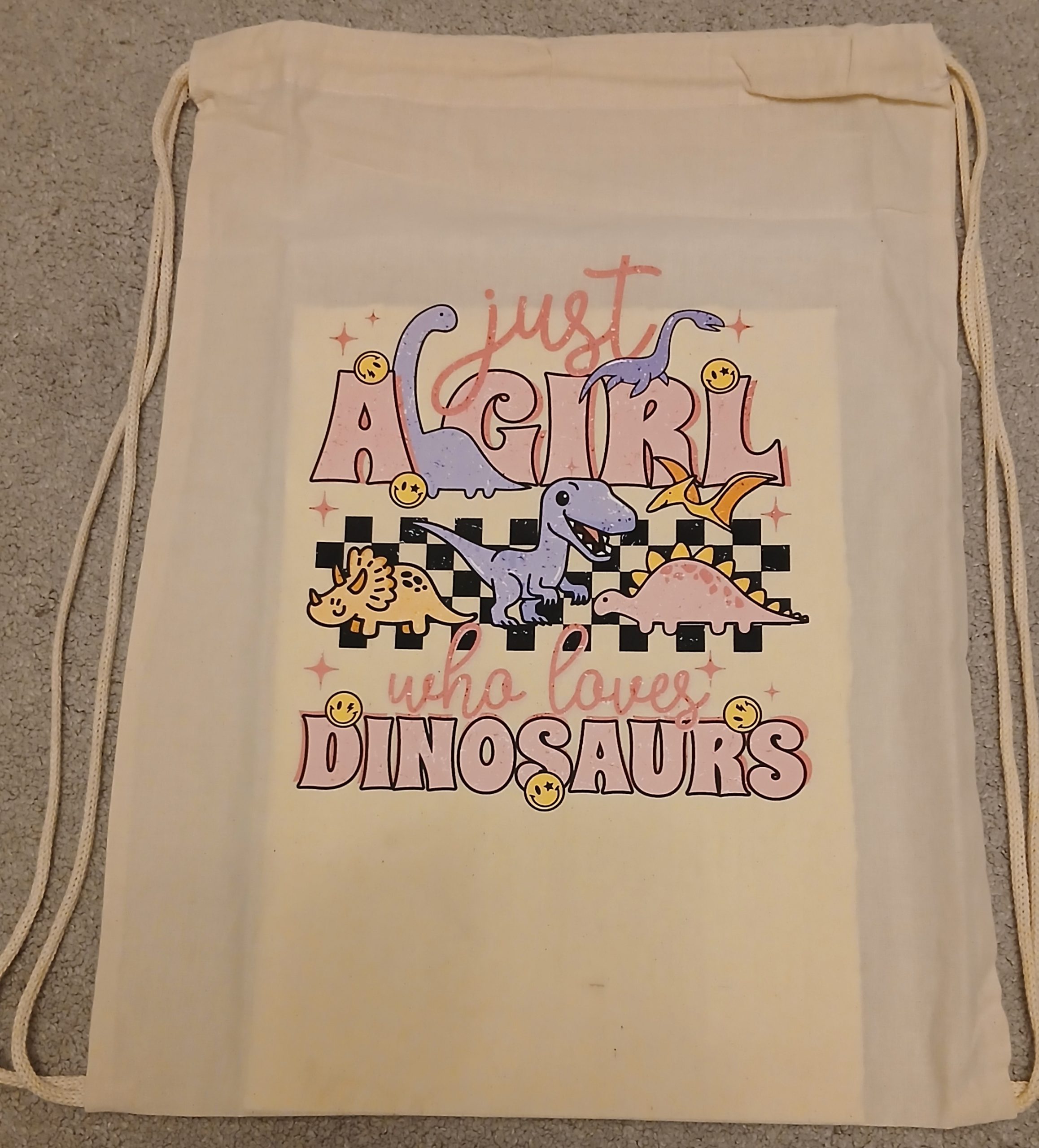 Girl dinosaurs drawstring bag