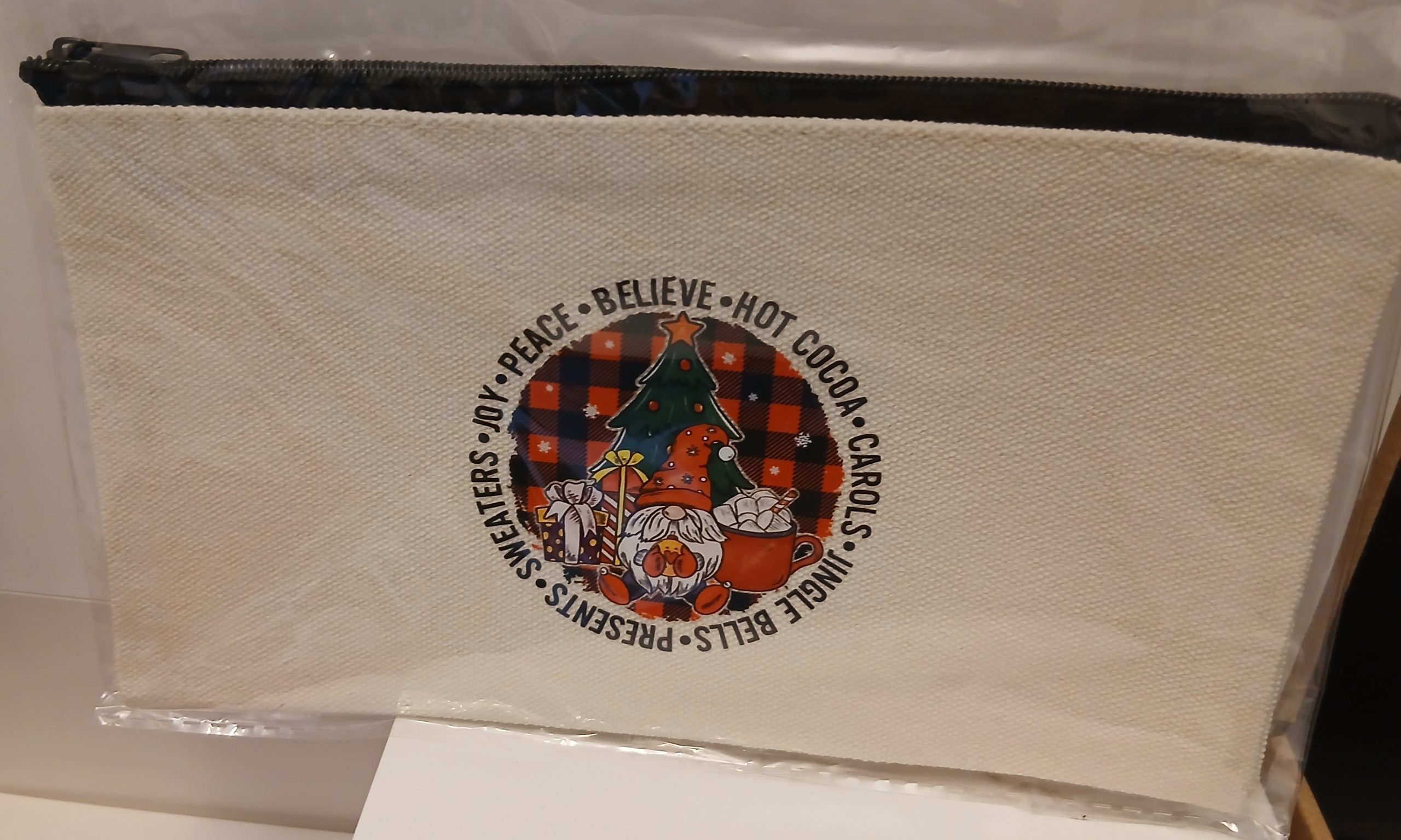 Christmas pencil case joy, peace, believe