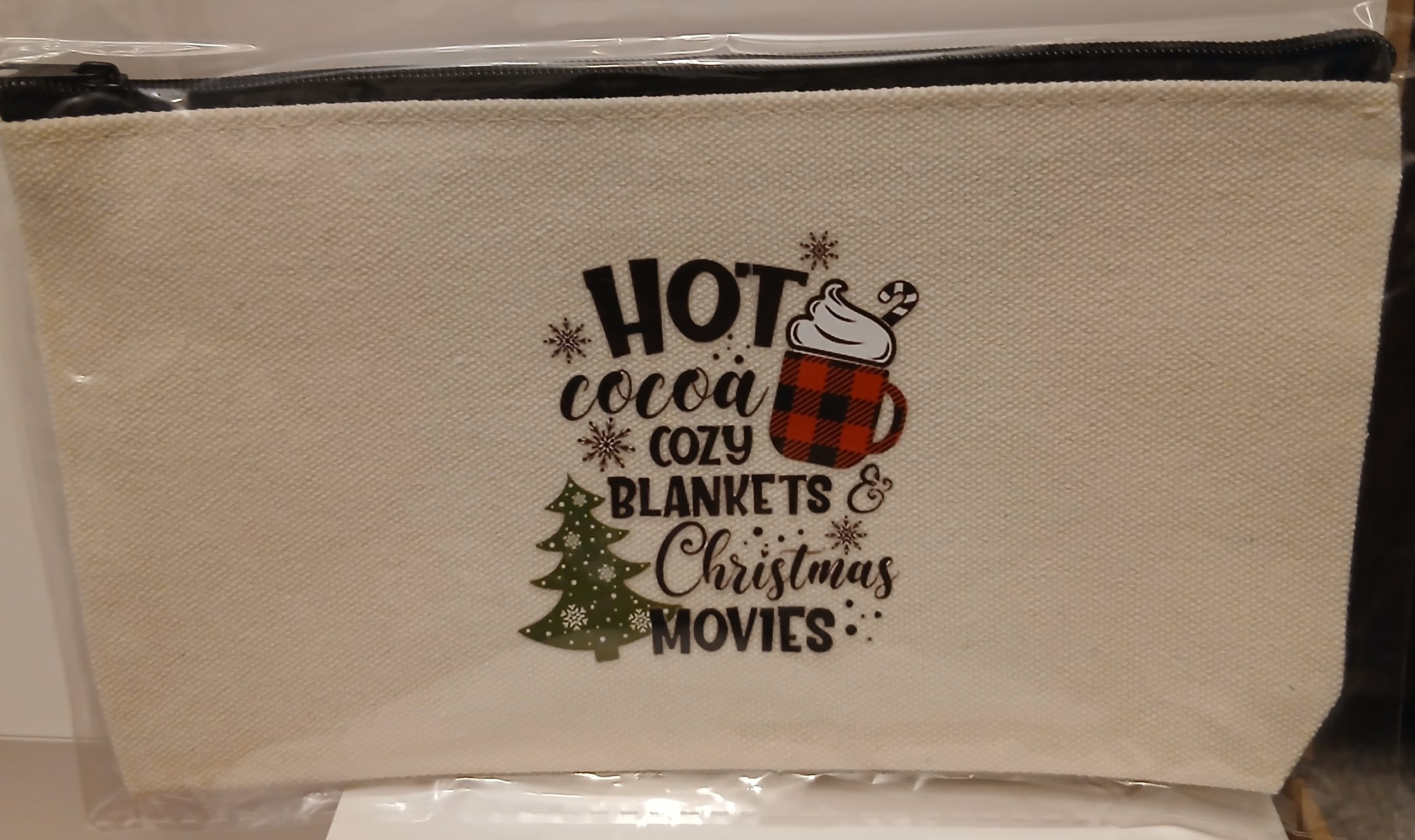 Hot cocoa, cozy blankets, Christmas movies pencil case