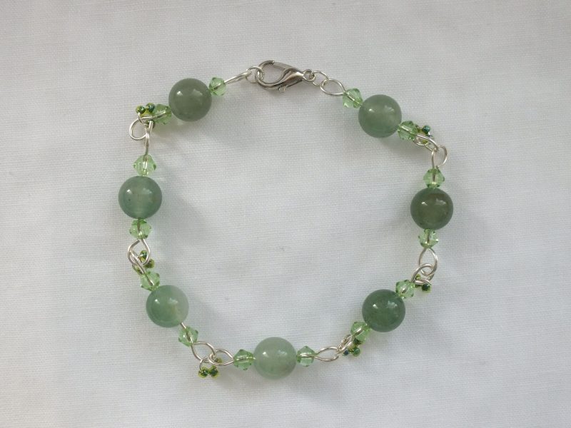 Sterling Silver Green Aventurine 'Leaf' Bracelet