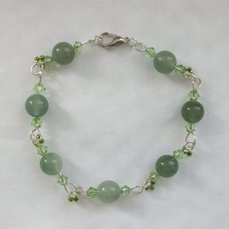 Sterling Silver Green Aventurine 'Leaf' Bracelet
