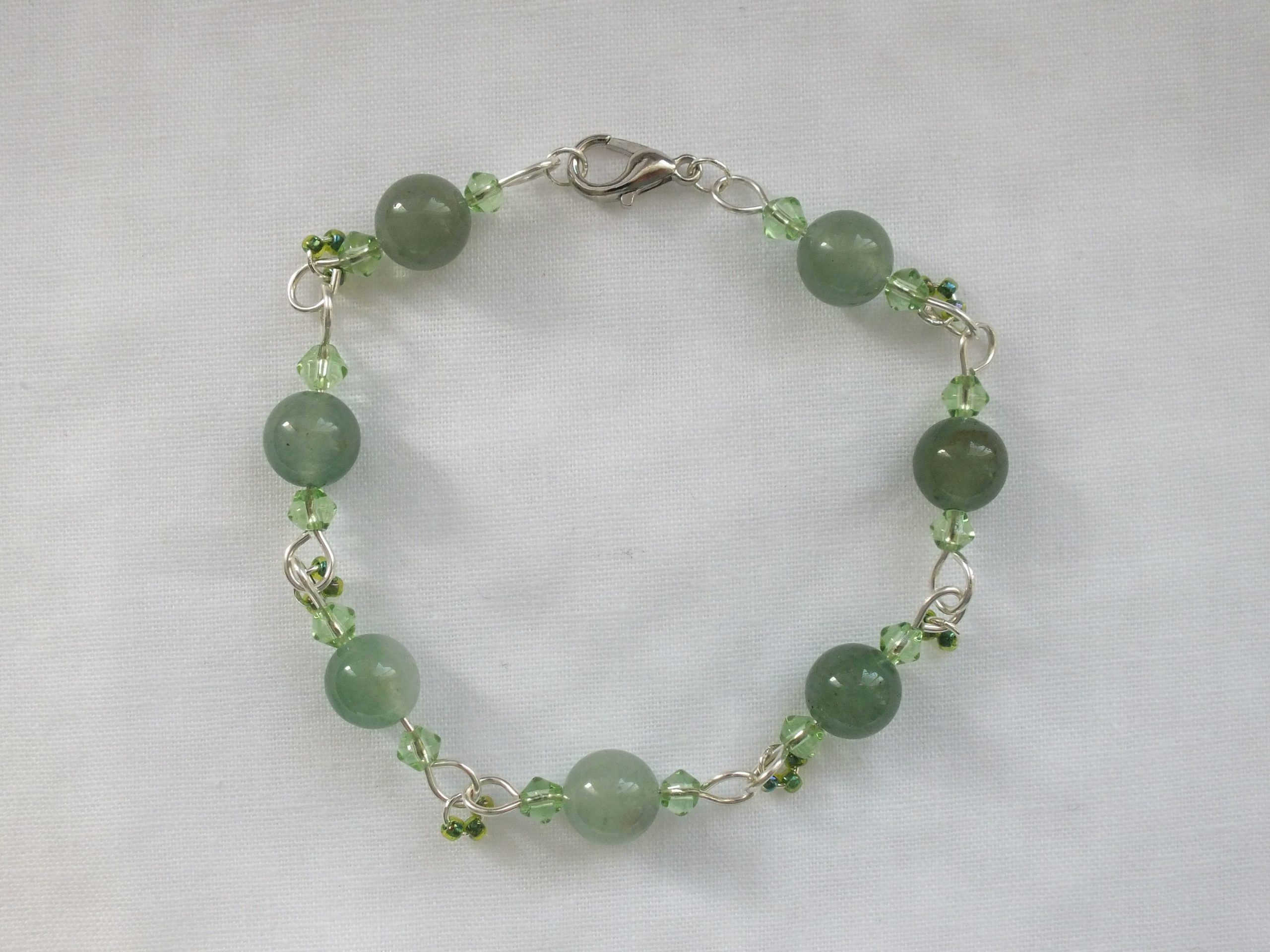 Sterling Silver Green Aventurine 'Leaf' Bracelet
