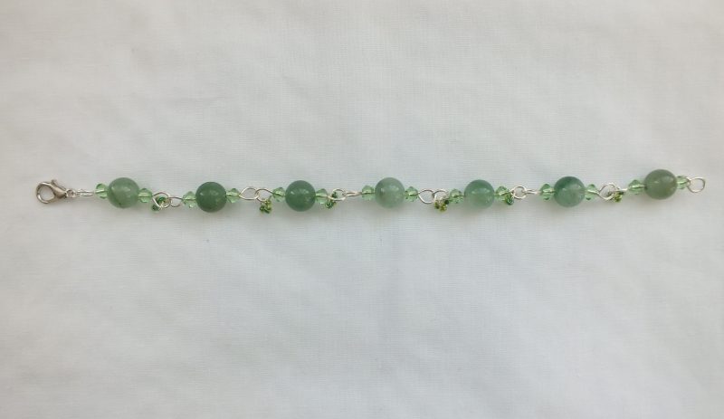 Sterling Silver Green Aventurine 'Leaf' Bracelet