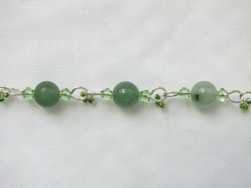 Sterling Silver Green Aventurine 'Leaf' Bracelet