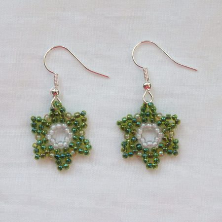 Beaded Flower 'Moss' Earrings