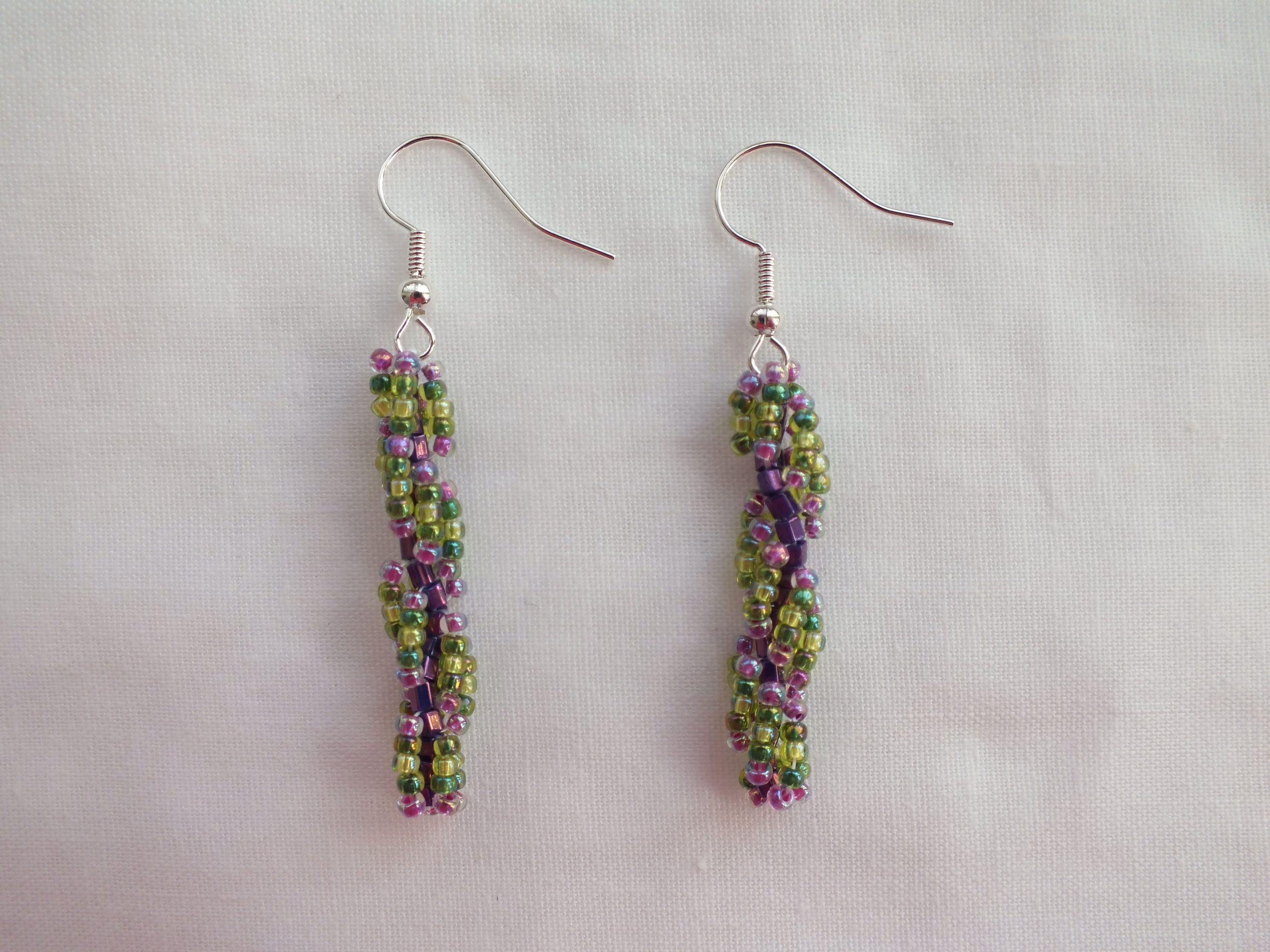 Beaded Spiral 'Grape Moss' Earrings