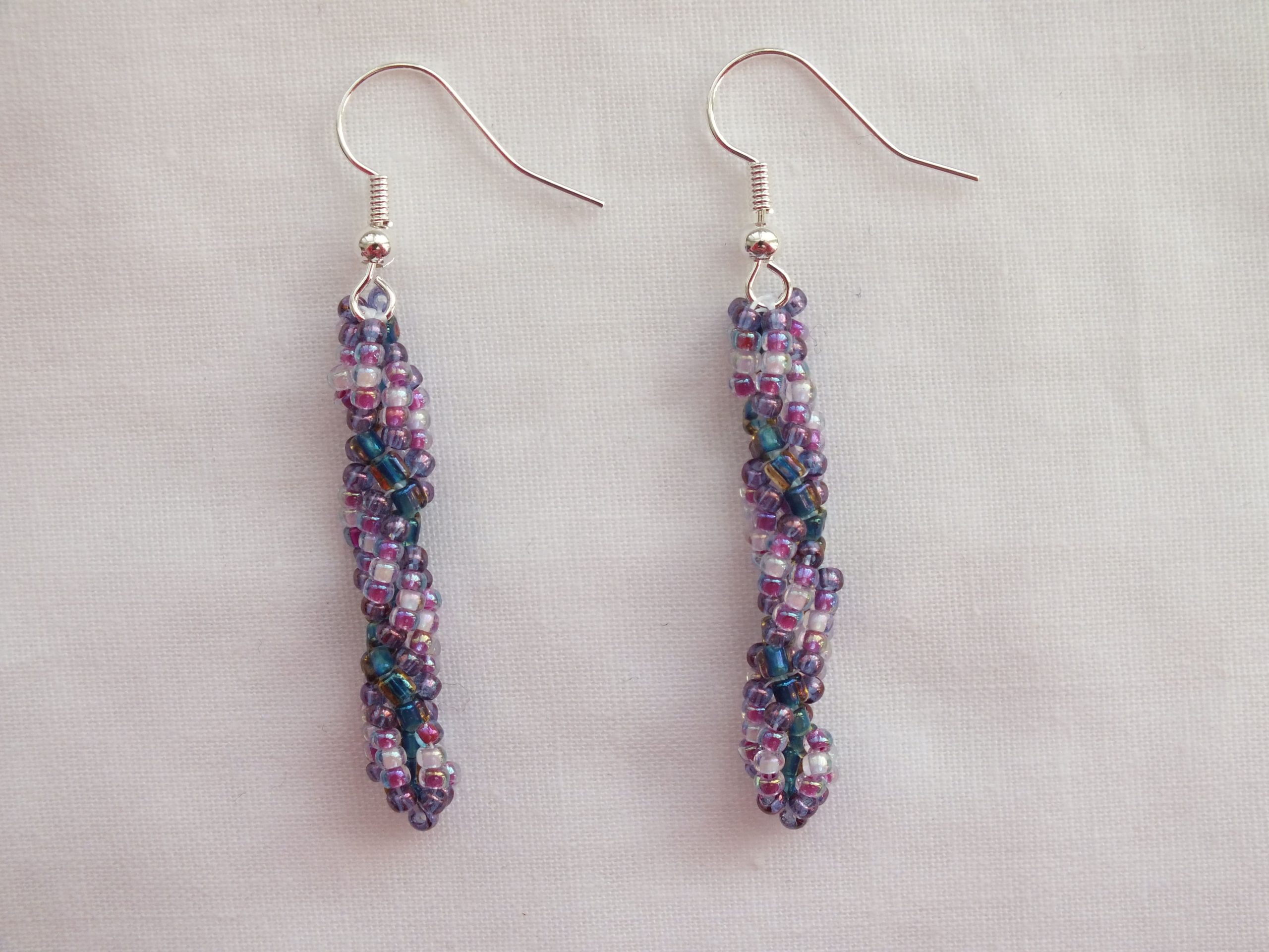 Beaded Spiral 'Violet Ocean' Earrings