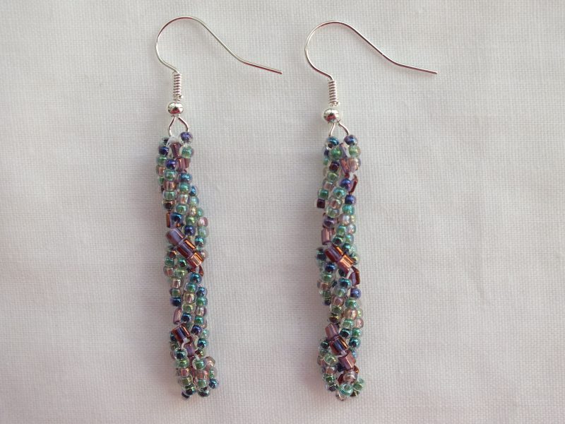 Beaded Spiral 'Chrome' Earrings
