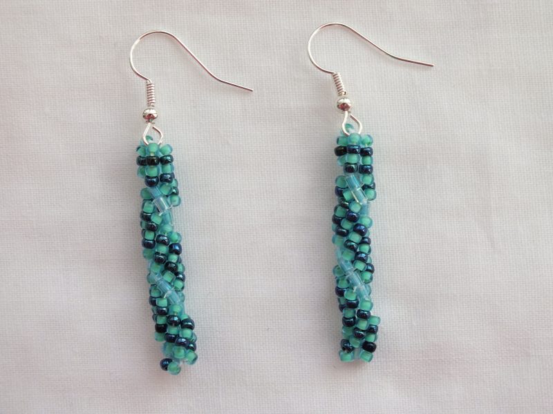 Beaded Spiral 'Sea' Earrings