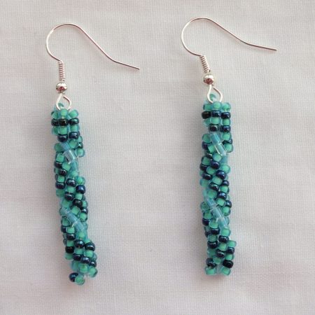 Beaded Spiral 'Sea' Earrings