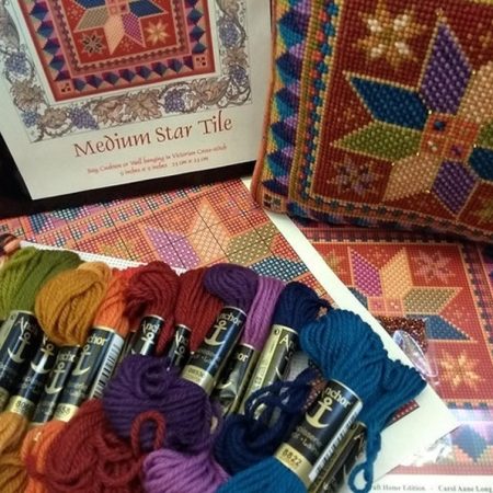 Star Tile Tapestry Cushion Kit, Sew It Yourself Cushion, Mosaic Design, Christmas Star, Cross-stitch