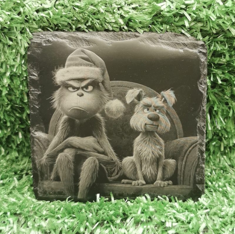 Grinch Slate Coasters-Christmas Table Decor-Drink Coasters