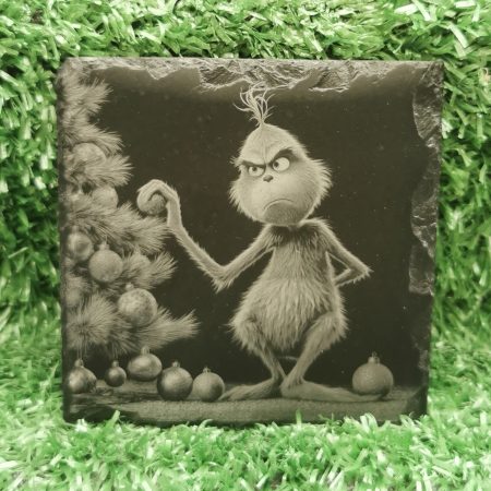 Grinch Slate Coasters-Christmas Table Decor-Drink Coasters