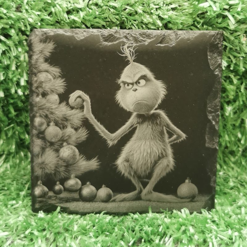 Grinch Slate Coasters-Christmas Table Decor-Drink Coasters
