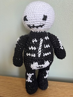 Amigurumi Spooky Character Collection. Witch with her cat, skeleton and ghost.