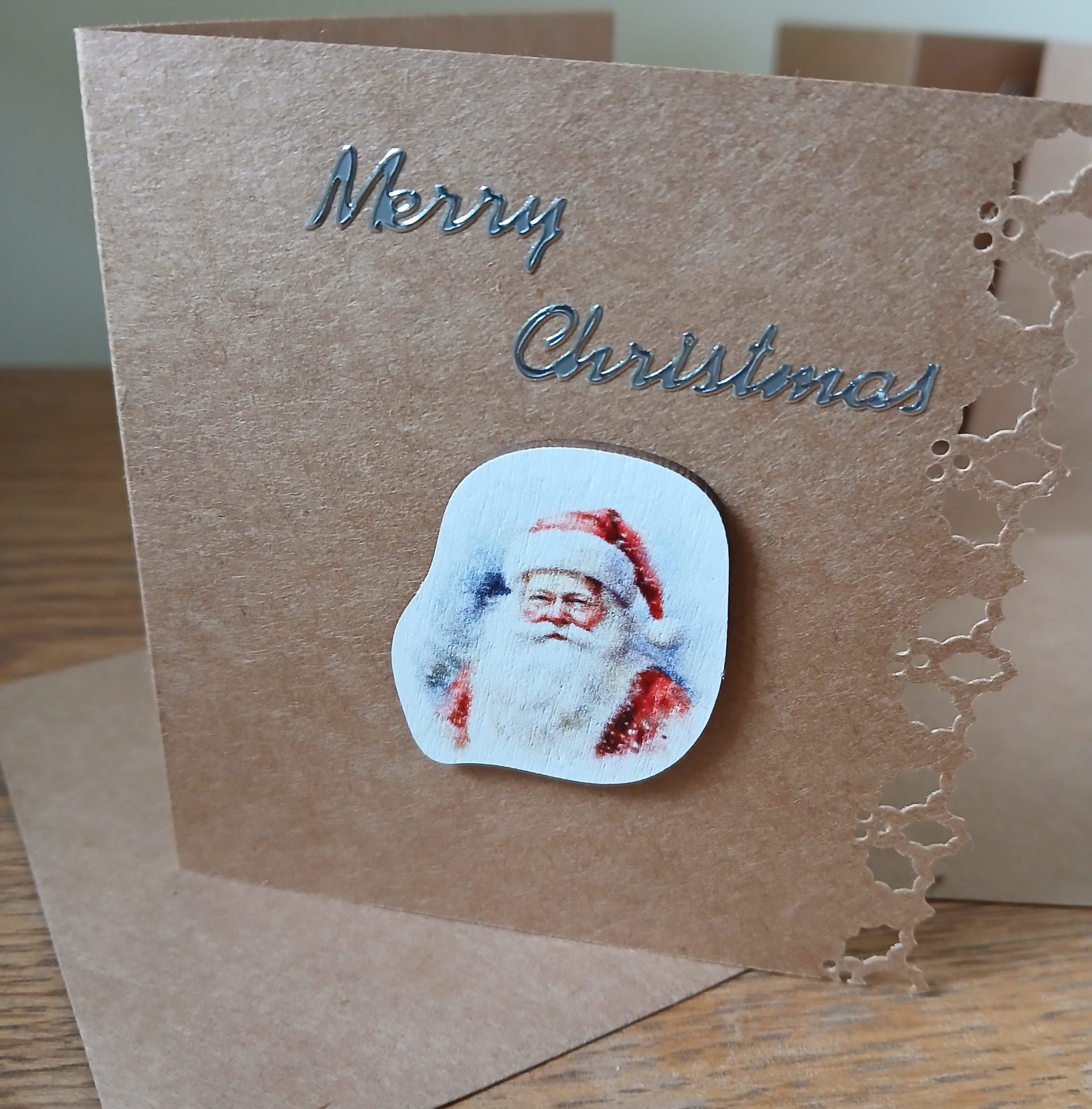 Small handmade Christmas card pack of 4 with matching envelopes