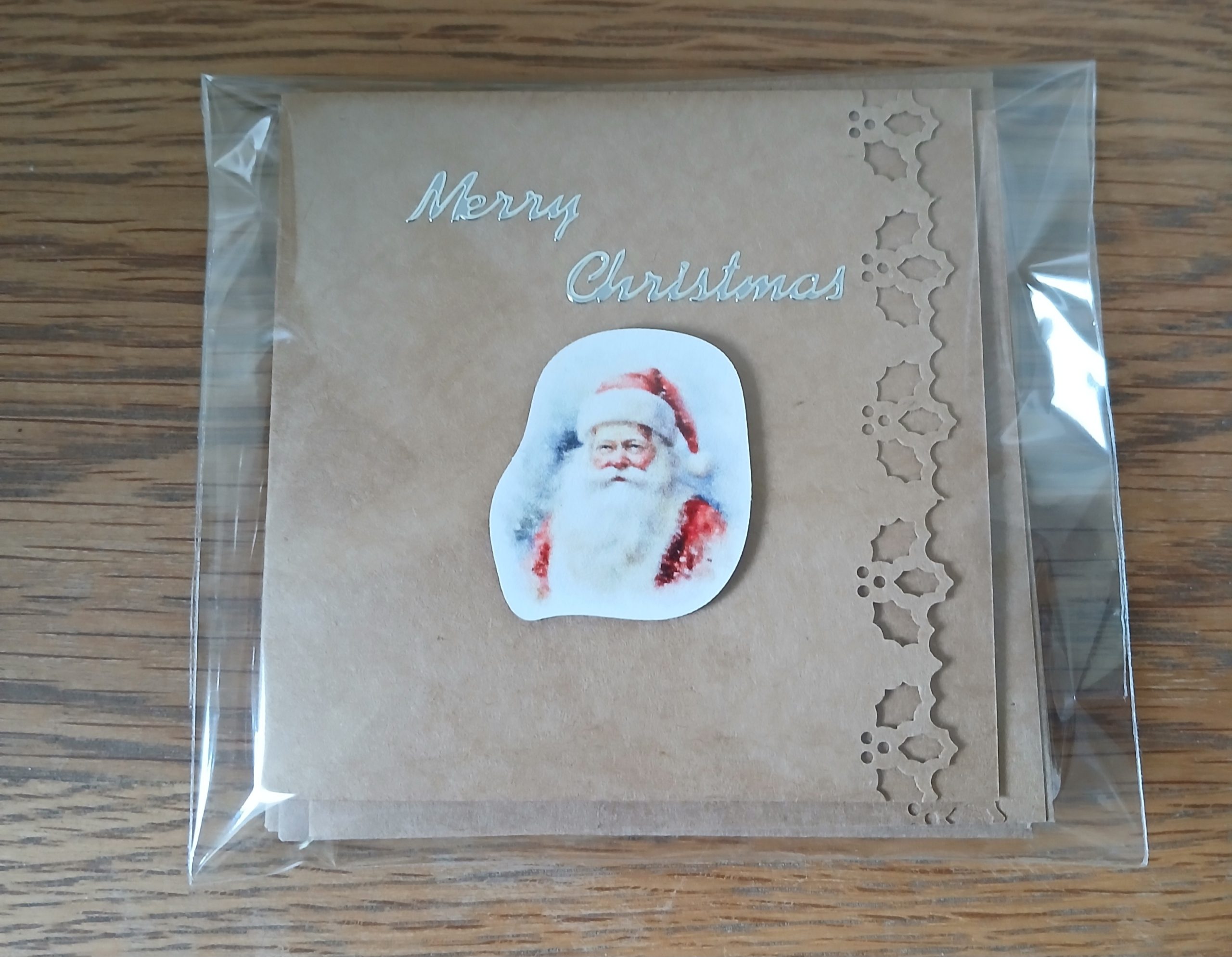Small handmade Christmas card pack of 4 with matching envelopes