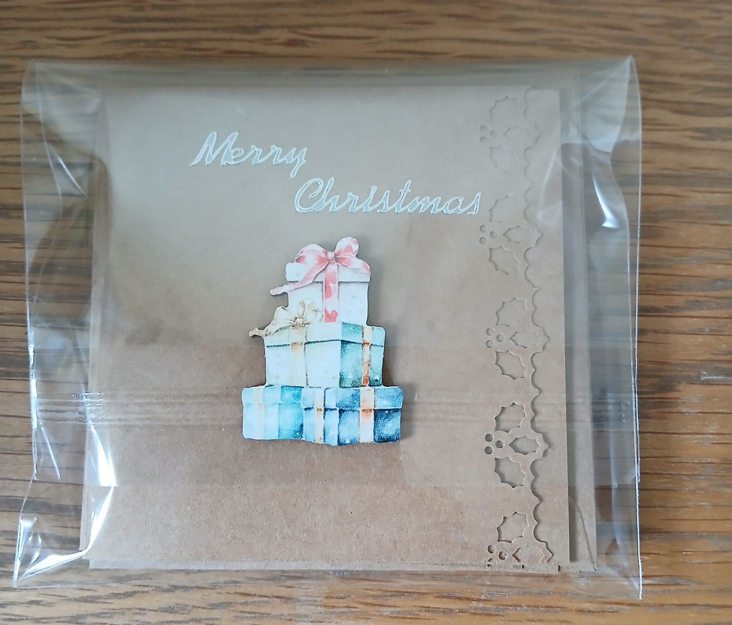 Small handmade Christmas card pack of 4 with matching envelopes