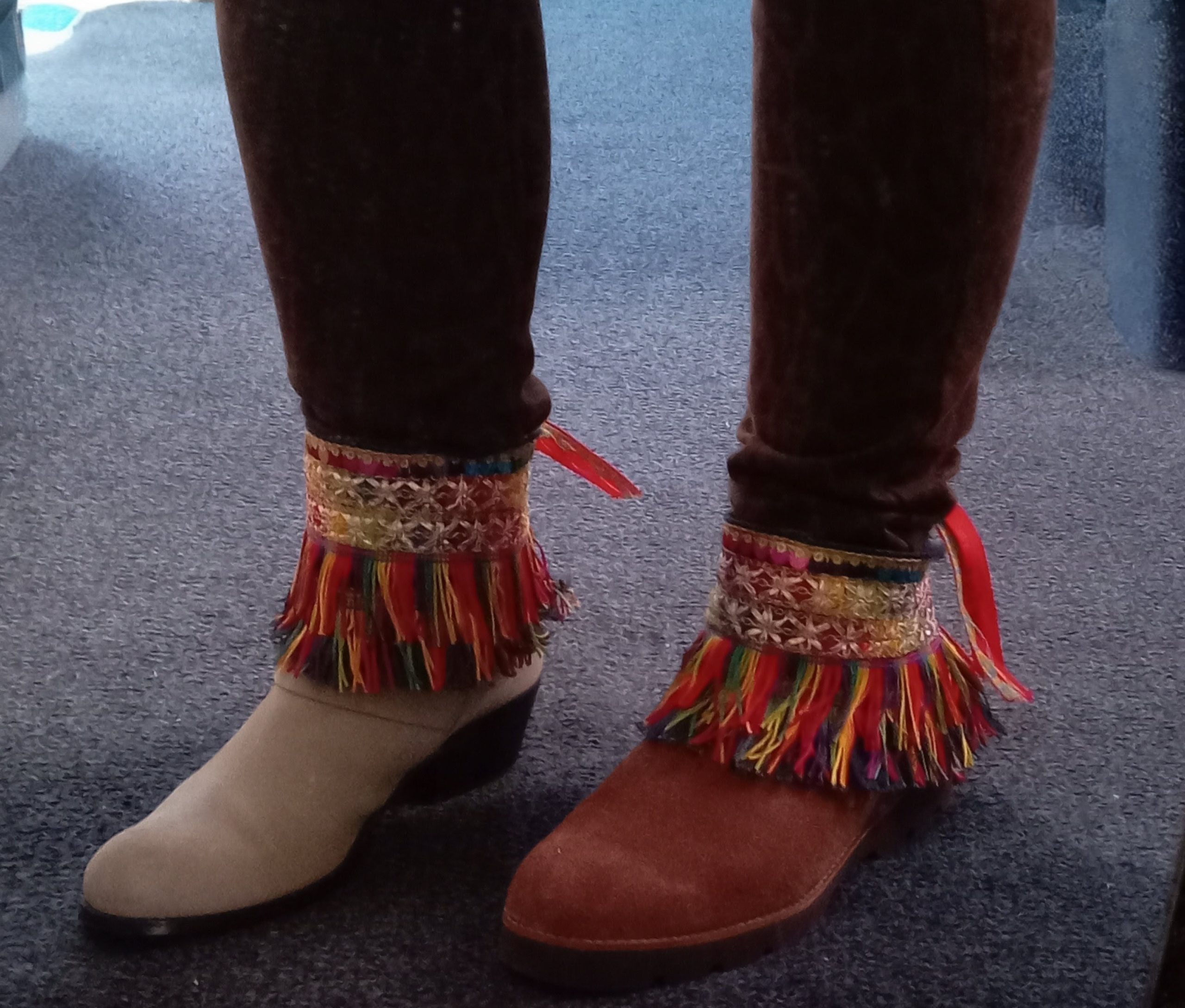 Rainbow Boho Fringed Boot Cuff Topper