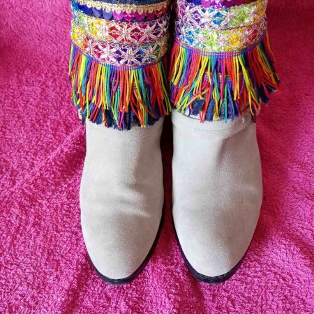 Rainbow Boho Fringed Boot Cuff Topper