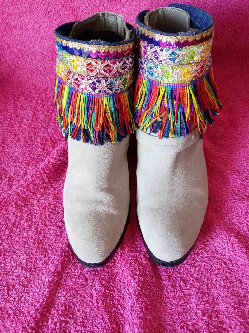 Rainbow Boho Fringed Boot Cuff Topper