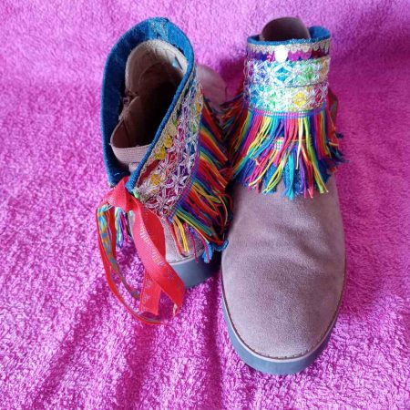 Rainbow Boho Fringed Boot Cuff Topper