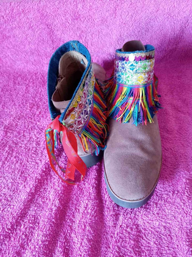 Rainbow Boho Fringed Boot Cuff Topper