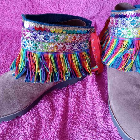 Rainbow Boho Fringed Boot Cuff Topper