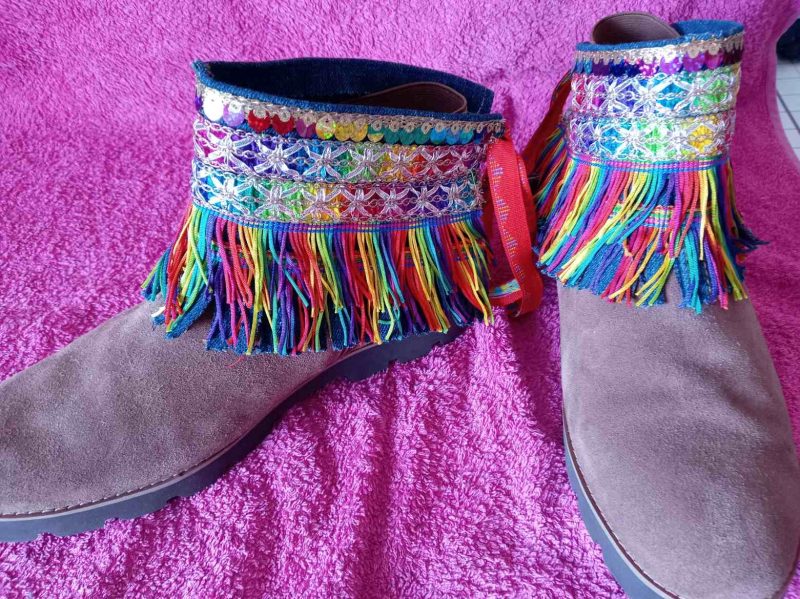 Rainbow Boho Fringed Boot Cuff Topper