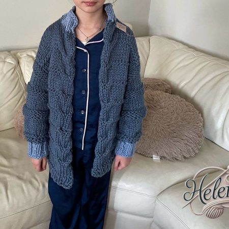 Cardigan ( and a cap) for children 5-7 yo,hand made Chunky knitted
