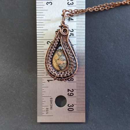 Handmade copper wire weave Picture Jasper non-tarnishing pendant
