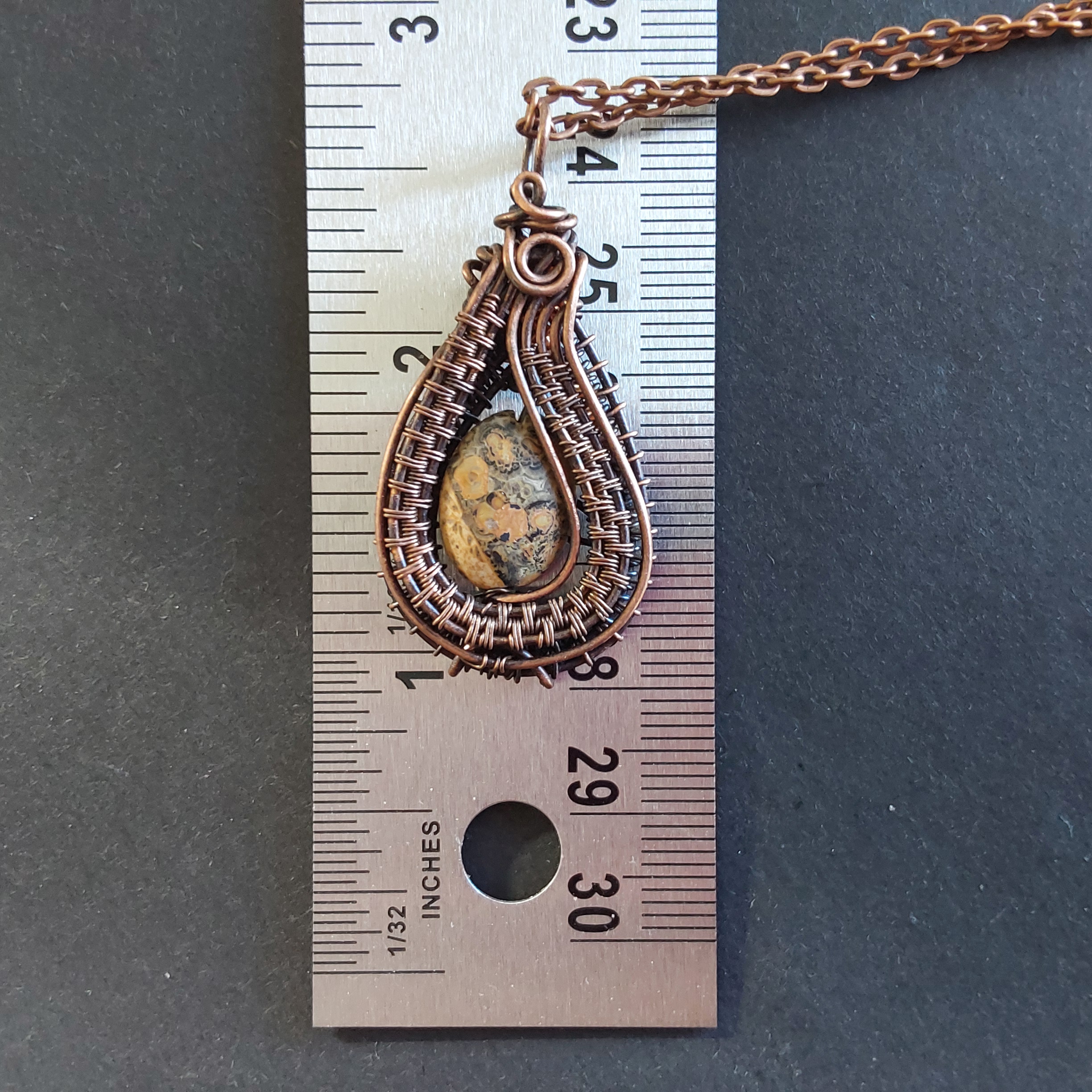 Handmade copper wire weave Picture Jasper non-tarnishing pendant