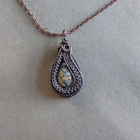 Handmade copper wire weave Picture Jasper non-tarnishing pendant