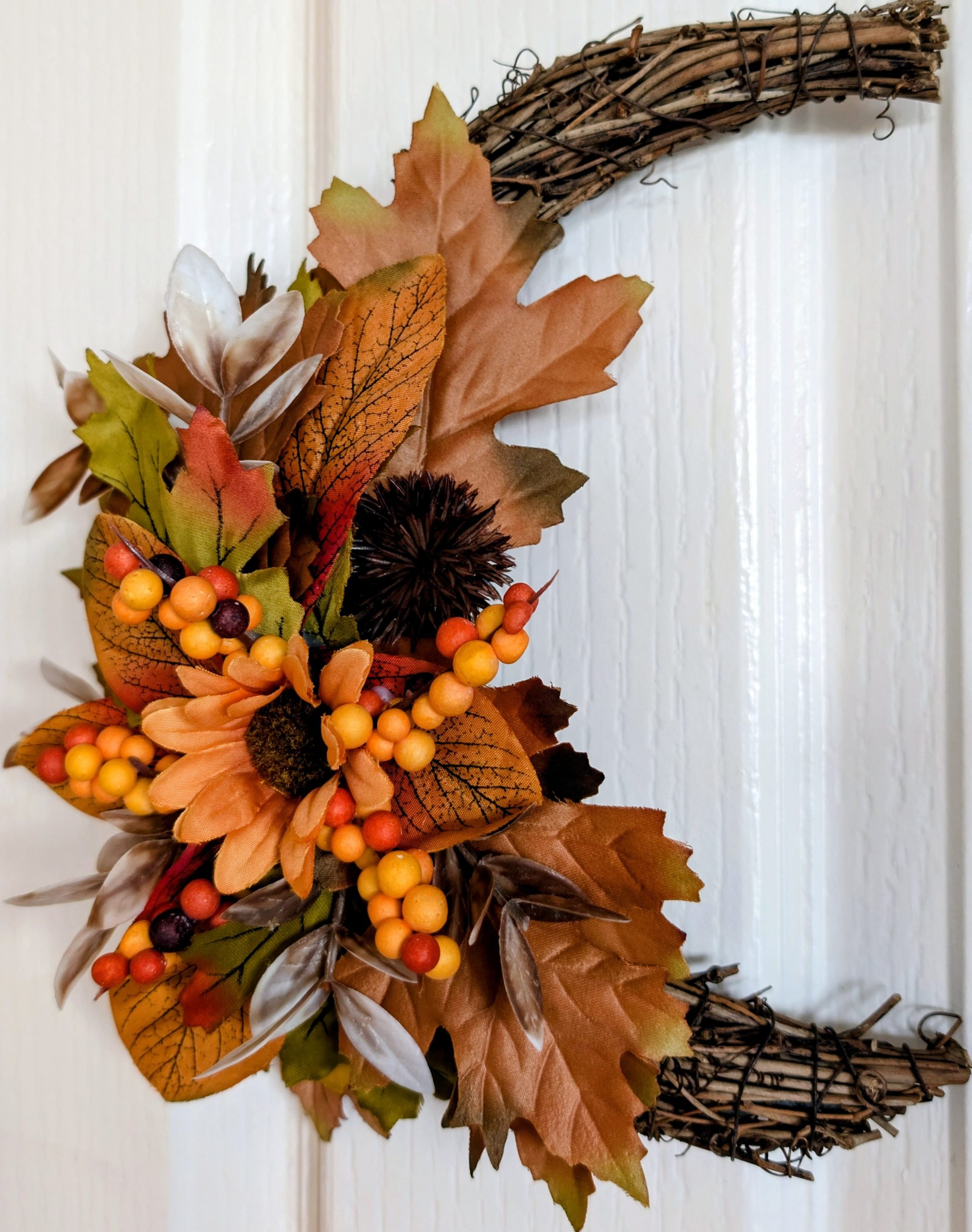 Autumn Crescent Moon Faux Seasonal Wreath