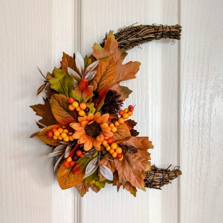 Autumn Crescent Moon Faux Seasonal Wreath
