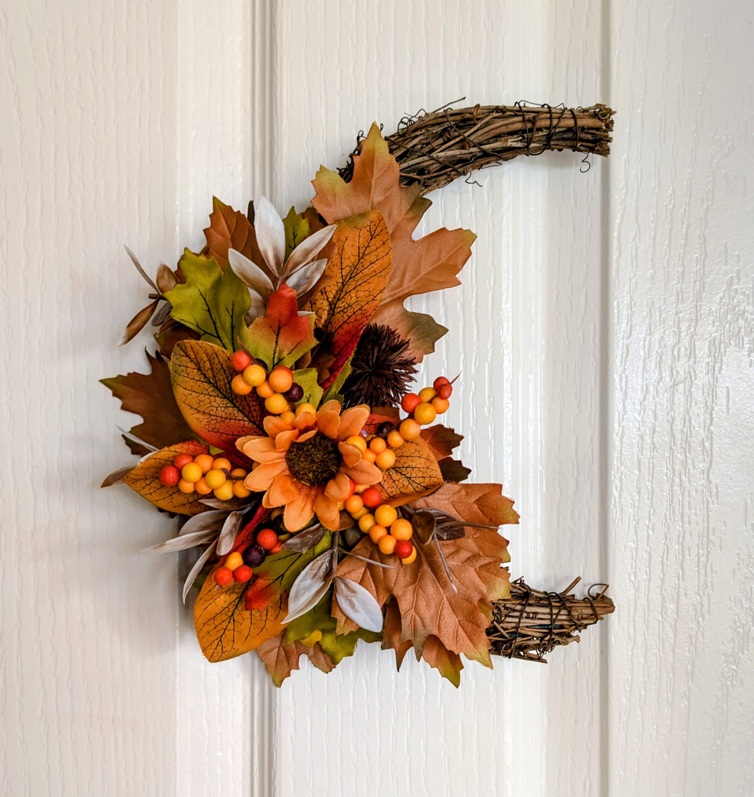 Autumn Crescent Moon Faux Seasonal Wreath
