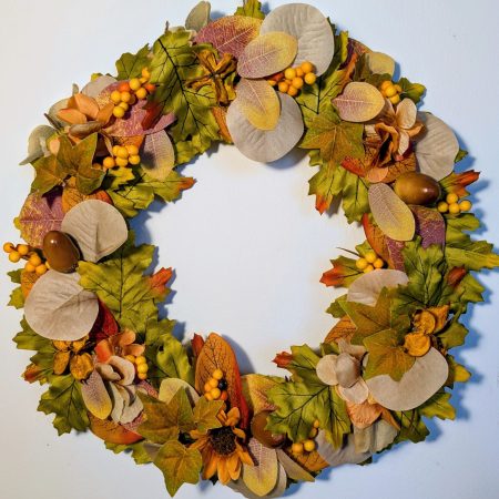 Autumn Leaves with Seasonal Decoration Faux Wreath