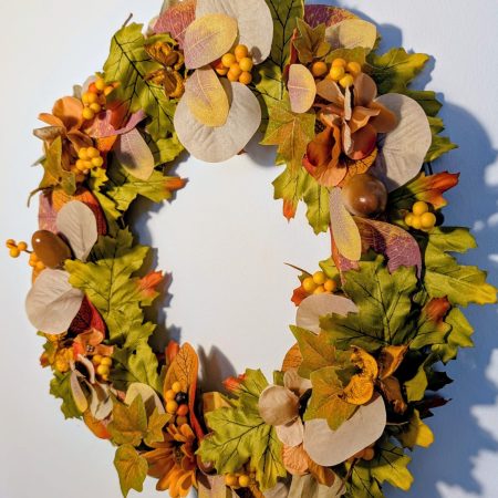 Autumn Leaves with Seasonal Decoration Faux Wreath